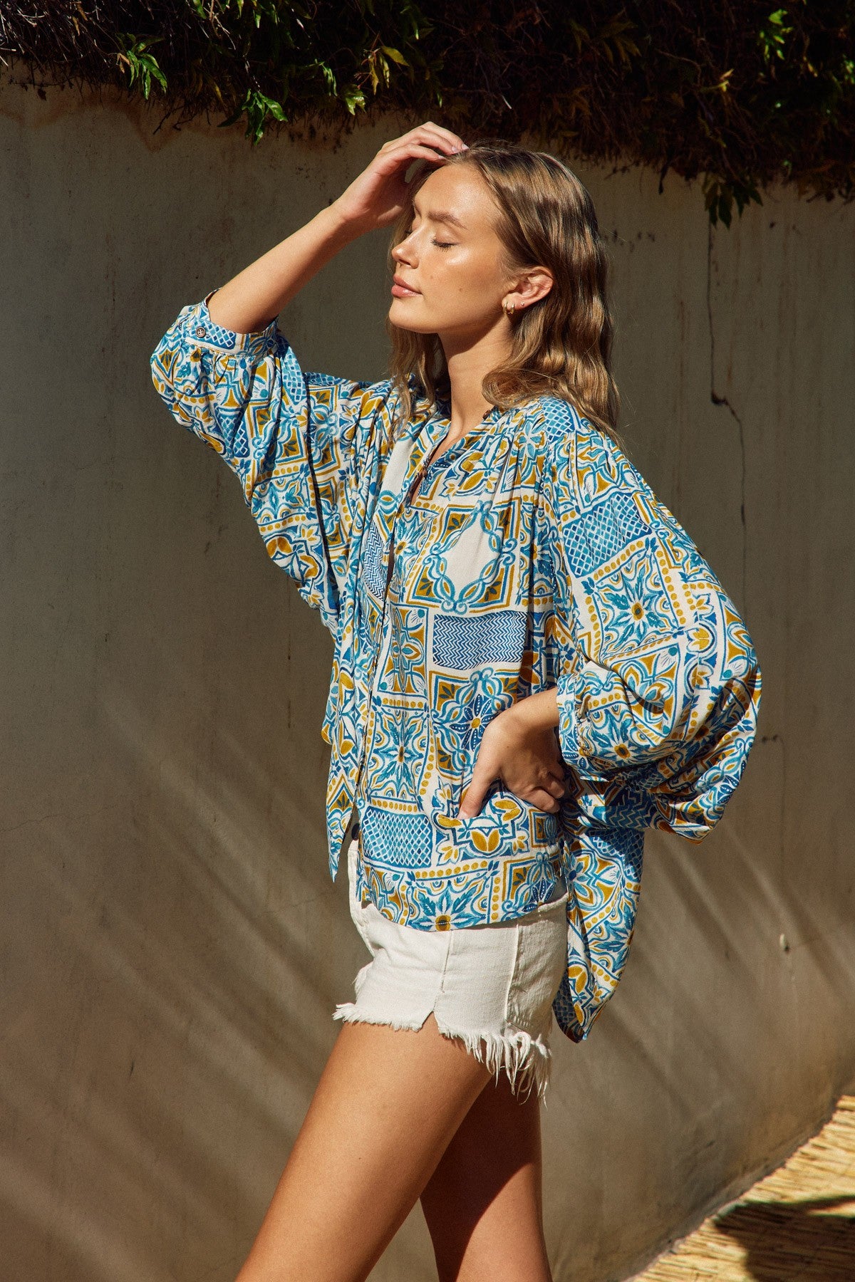 Moroccan Dream Kimono Sleeve Print Top