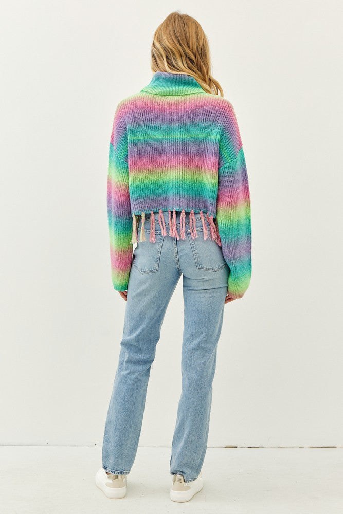 FRINGE BENEFITS BOHO RAINBOW SWEATER