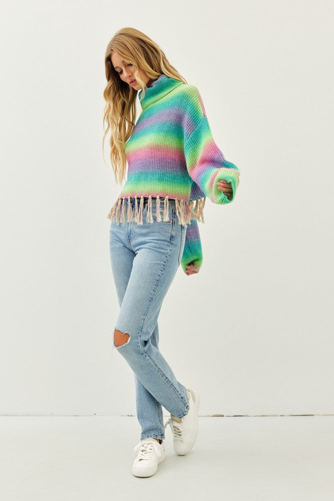 FRINGE BENEFITS BOHO RAINBOW SWEATER