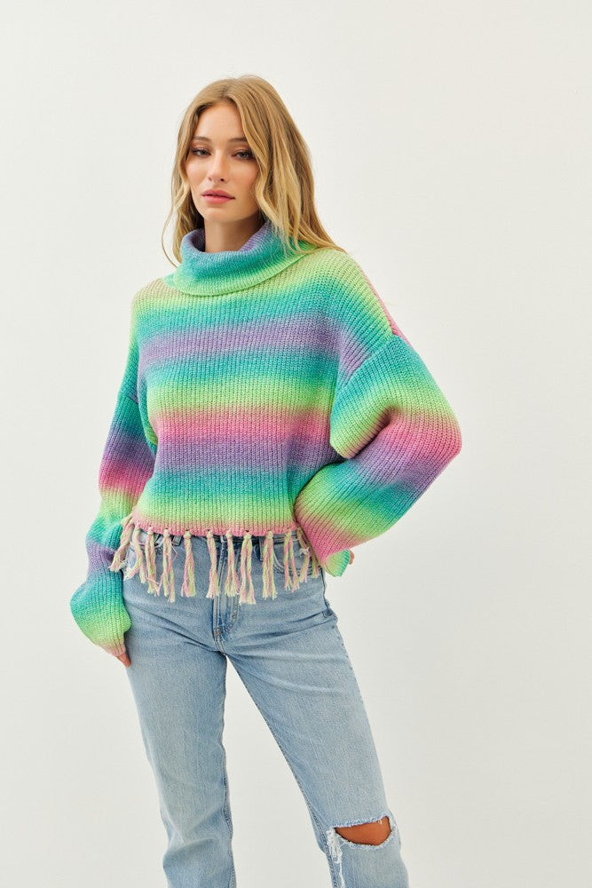 FRINGE BENEFITS BOHO RAINBOW SWEATER