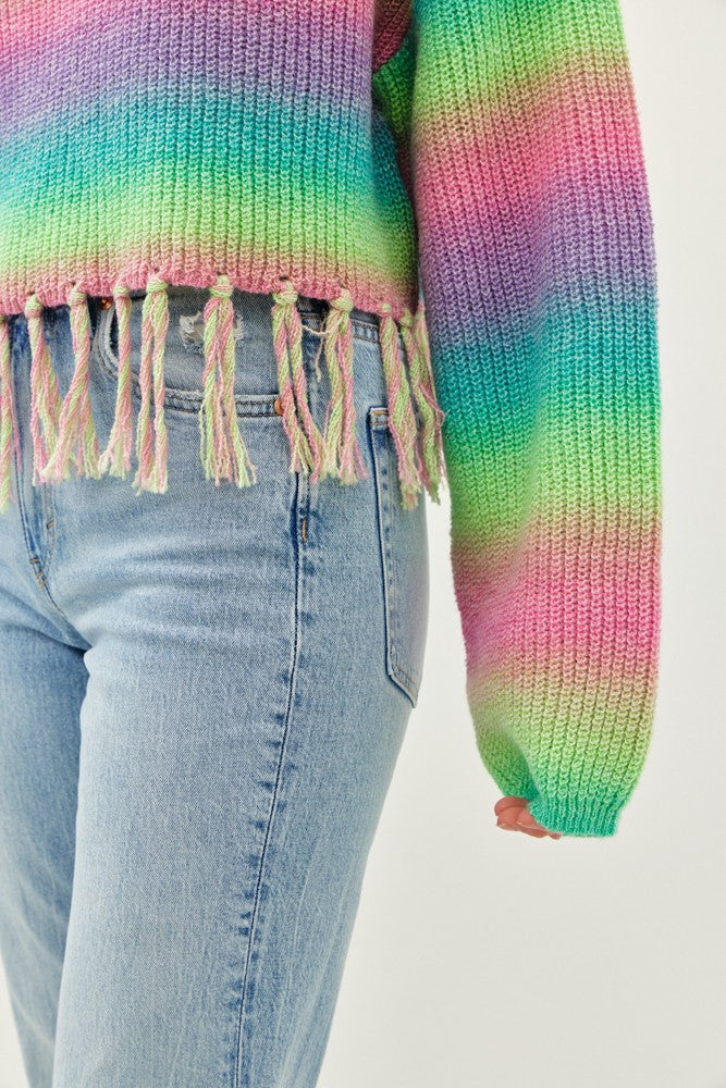 FRINGE BENEFITS BOHO RAINBOW SWEATER