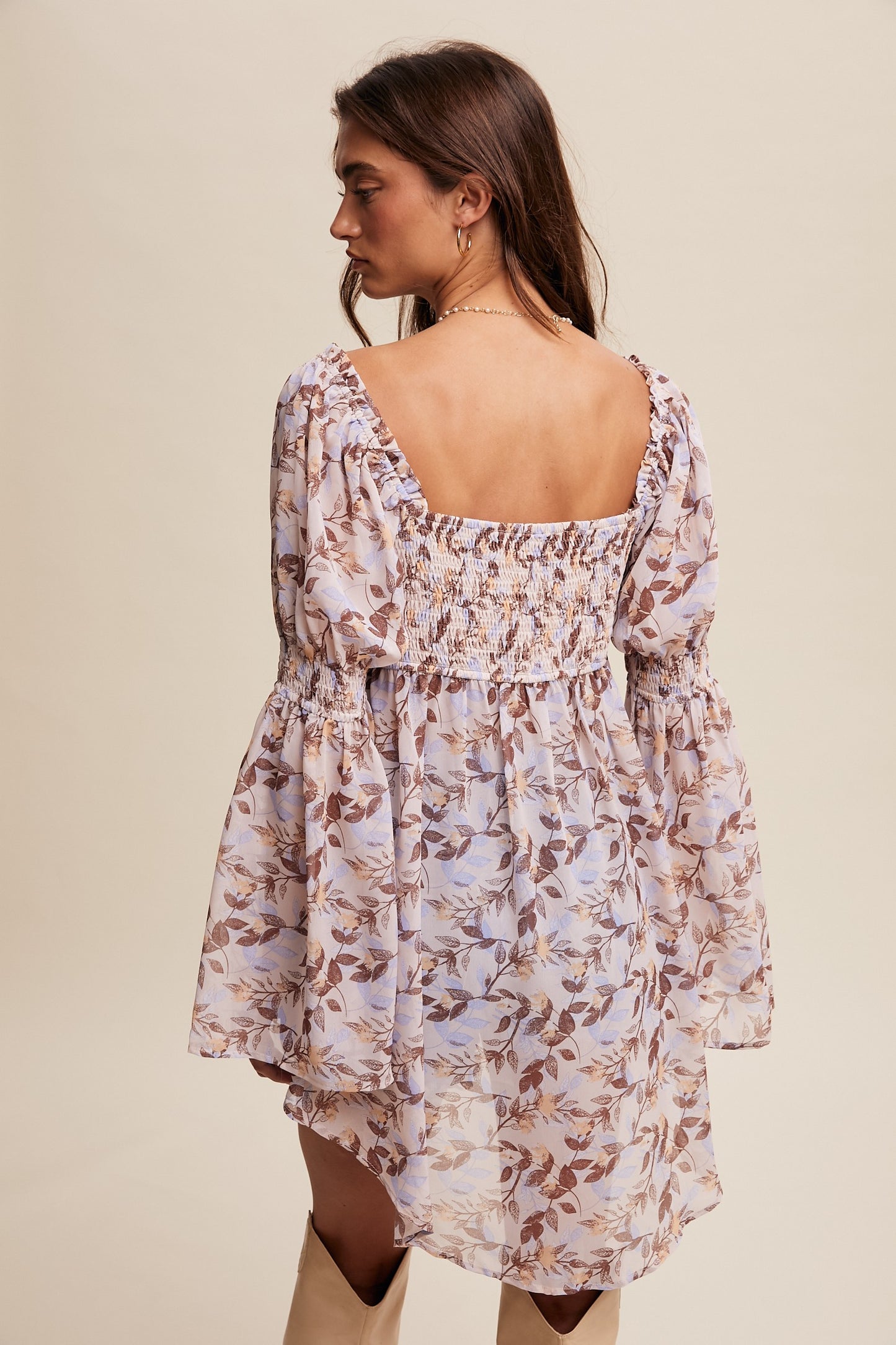 Becca Botanical Boho Print Bell Sleeve Blouse