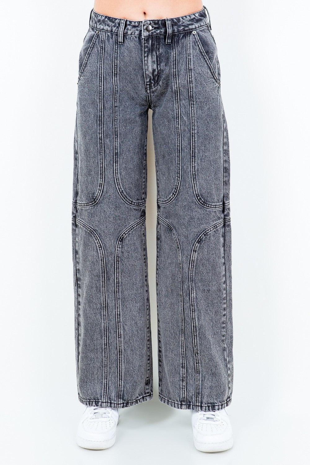 Retro Boho Seam Wide Leg Jeans