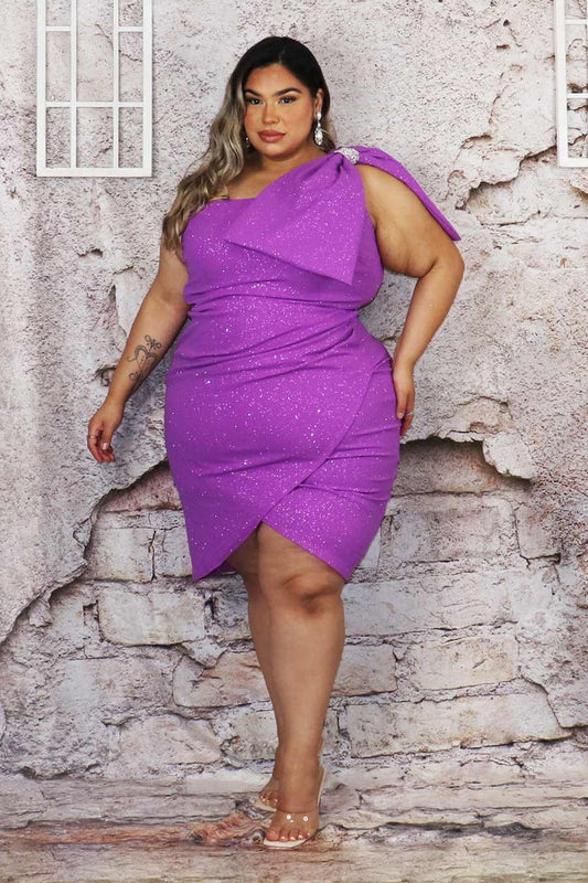 Wrapped In Wisteria One Shoulder Bow Dress