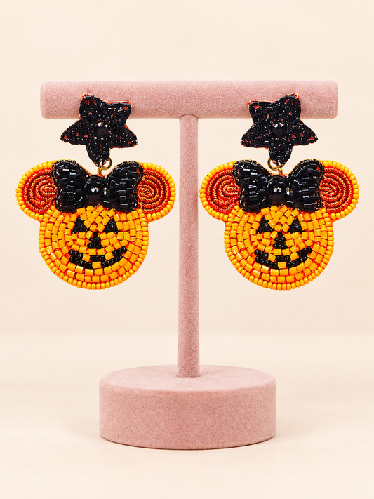 Halloween Disney Minnie Mouse Pumpkin Beaded Earrings