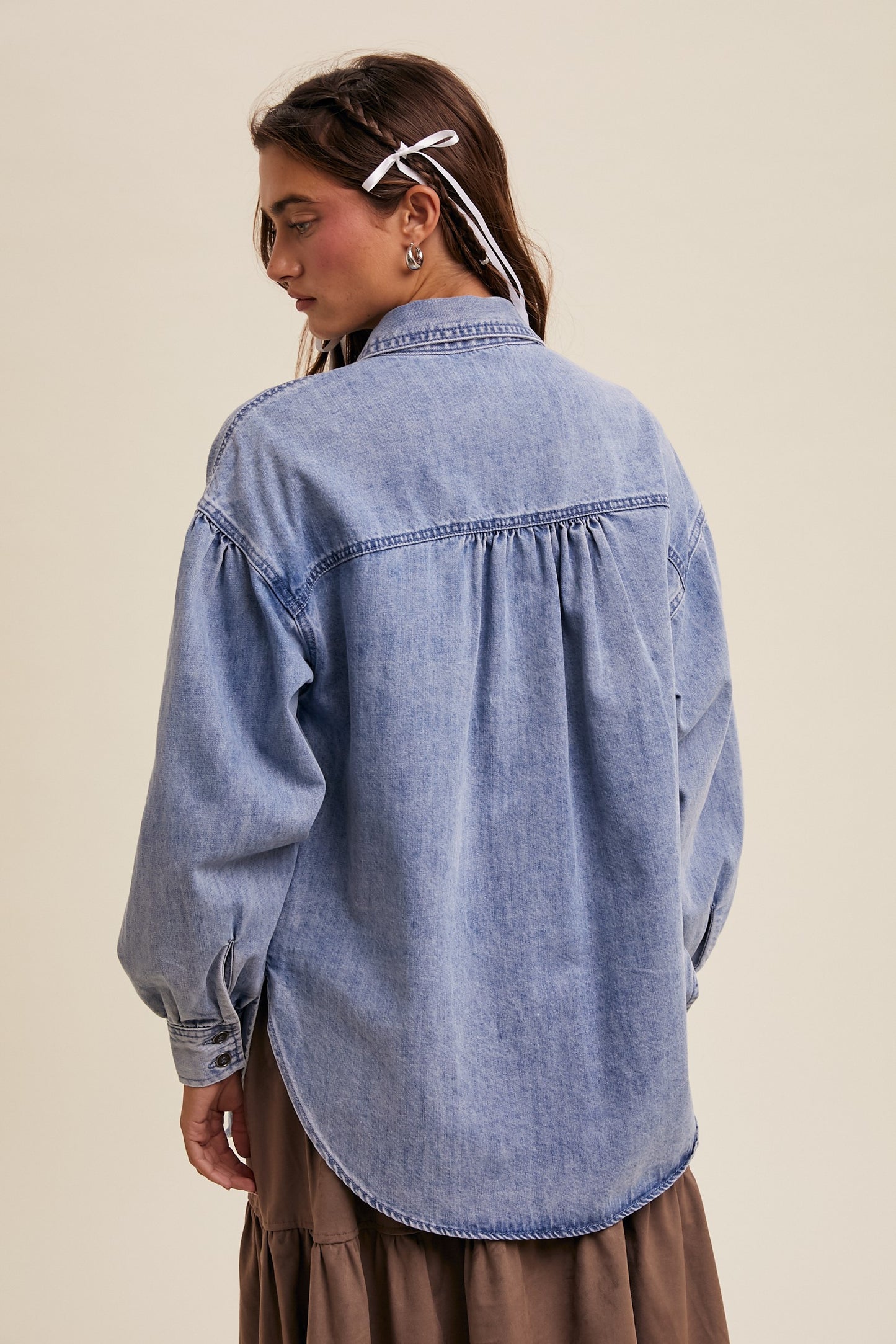 Have A Heart Oversized Blue Denim Top