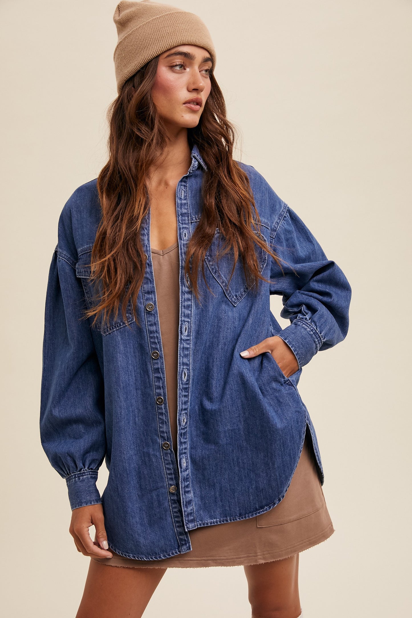 Have A Heart Oversized Blue Denim Top