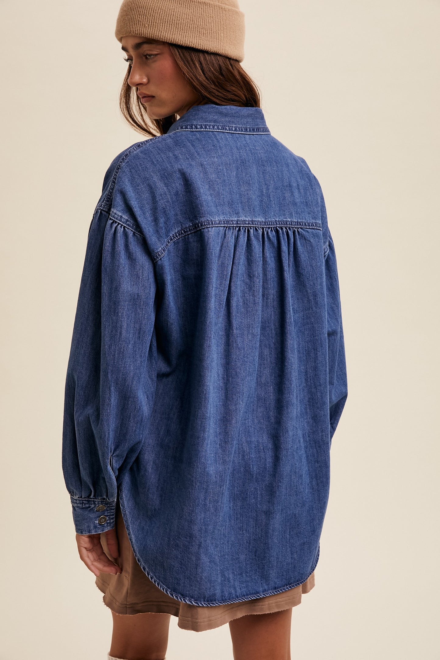 Have A Heart Oversized Blue Denim Top