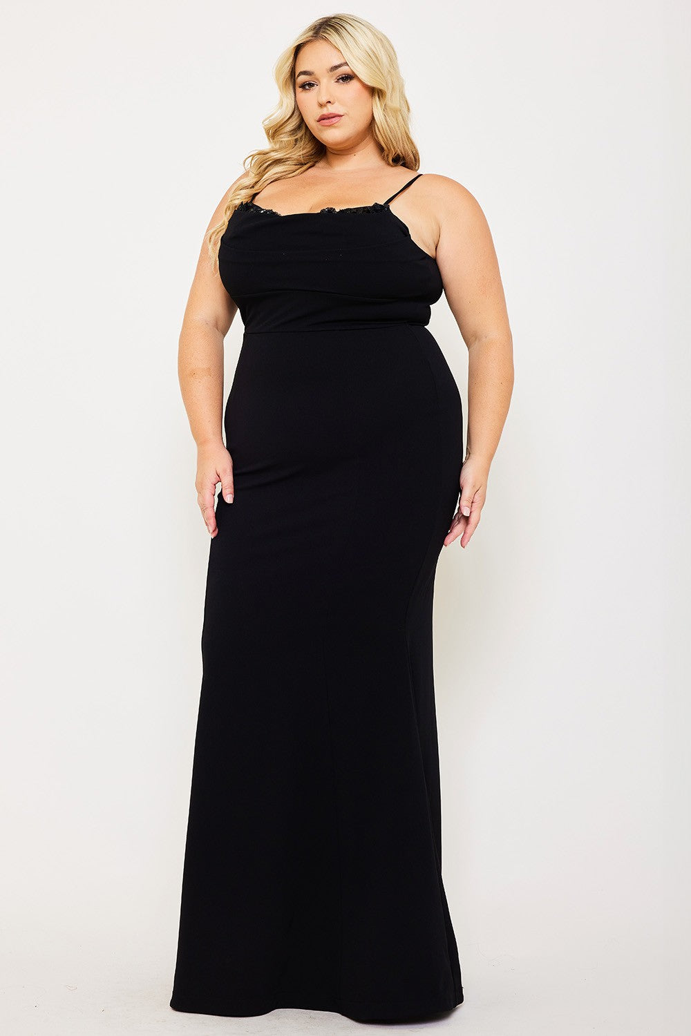 Blooming Bodice Curvy Black Mermaid Gown