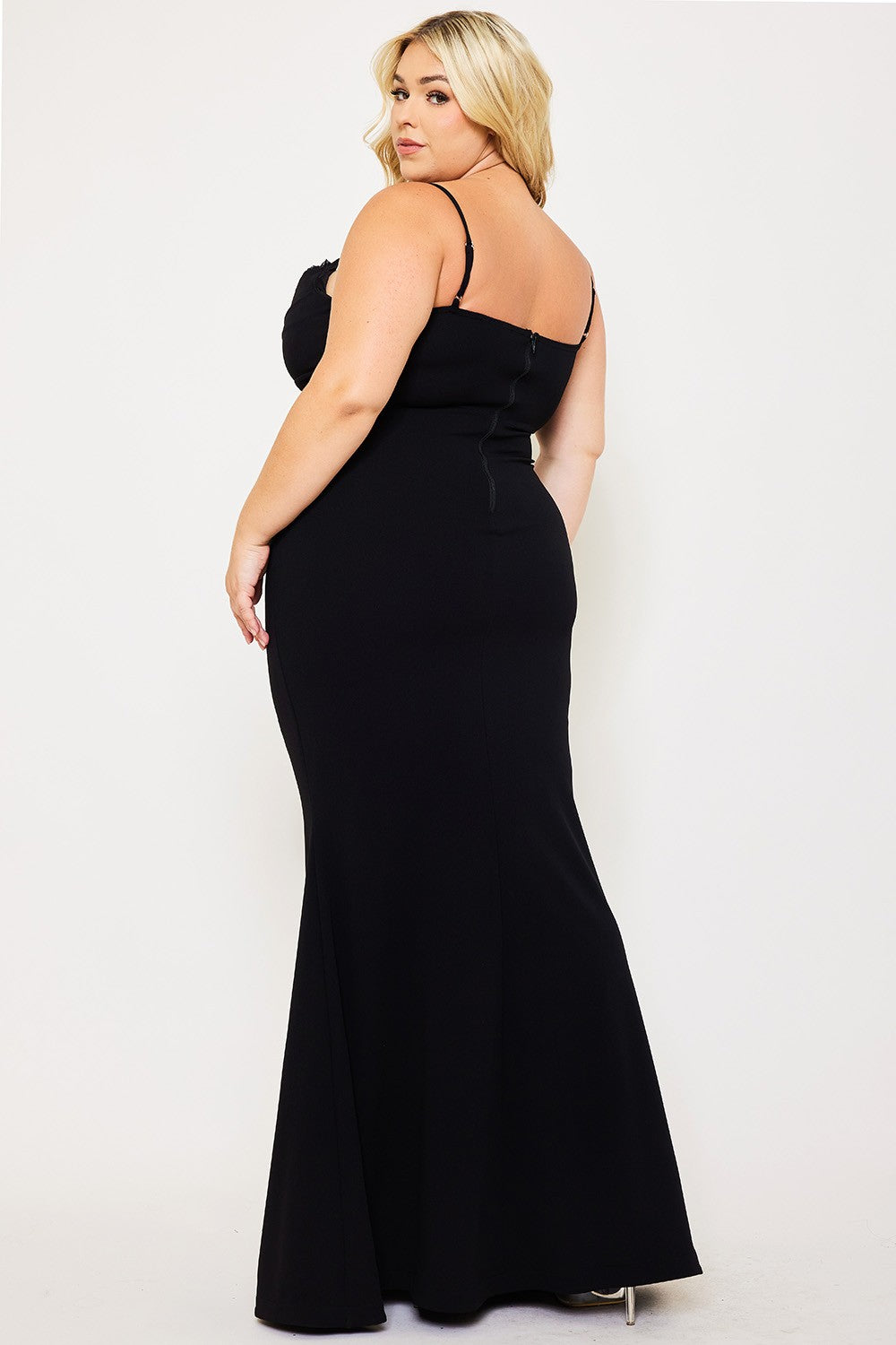 Blooming Bodice Curvy Black Mermaid Gown
