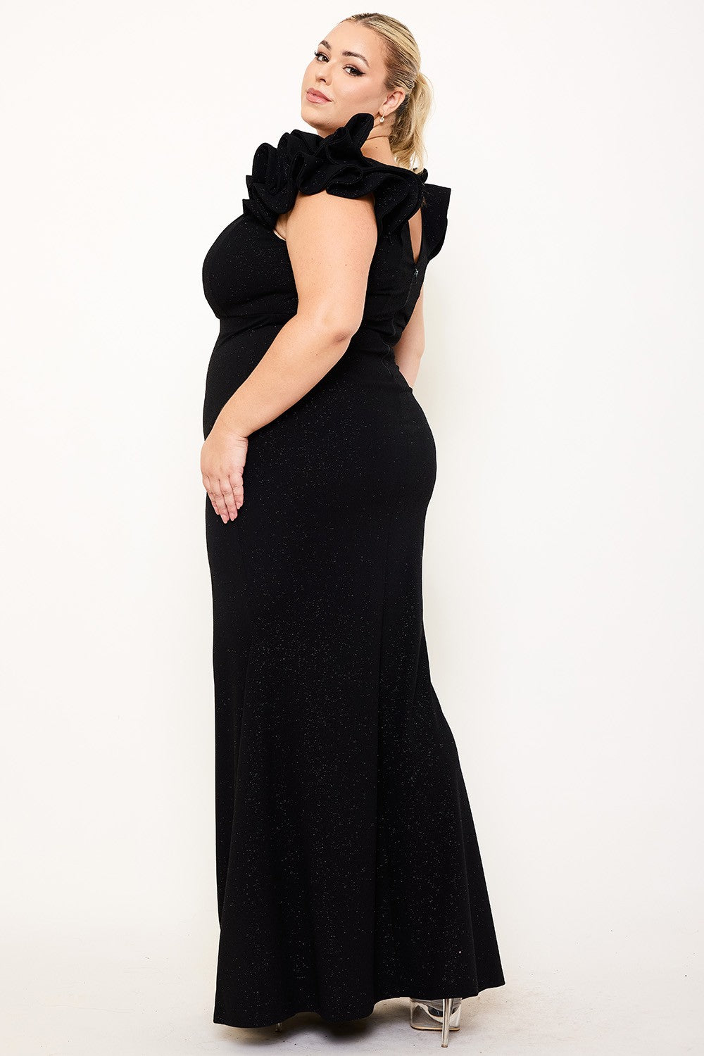 Black Stardust Curvy Collection Mermaid Gown