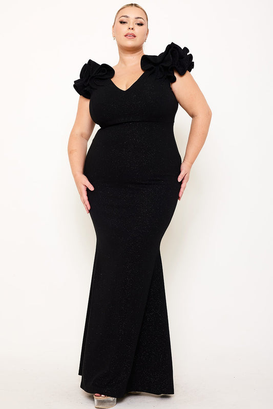 Black Stardust Curvy Collection Mermaid Gown