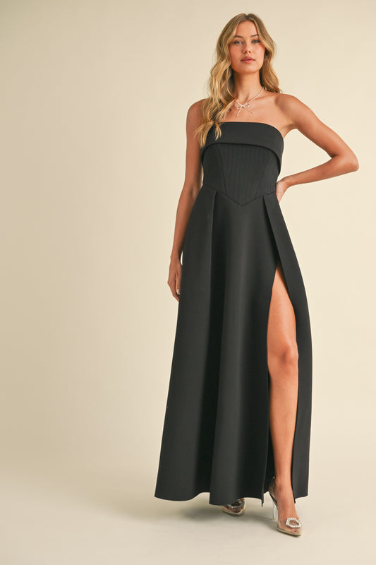 Ava Leg Lust Strapless Scuba Knit Maxi Dress