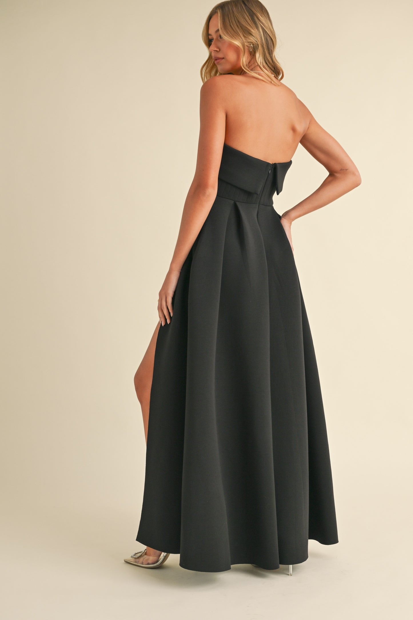 Ava Leg Lust Strapless Scuba Knit Maxi Dress