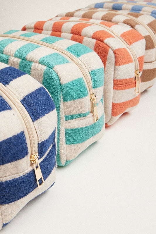 Large Striped Makeup Bag