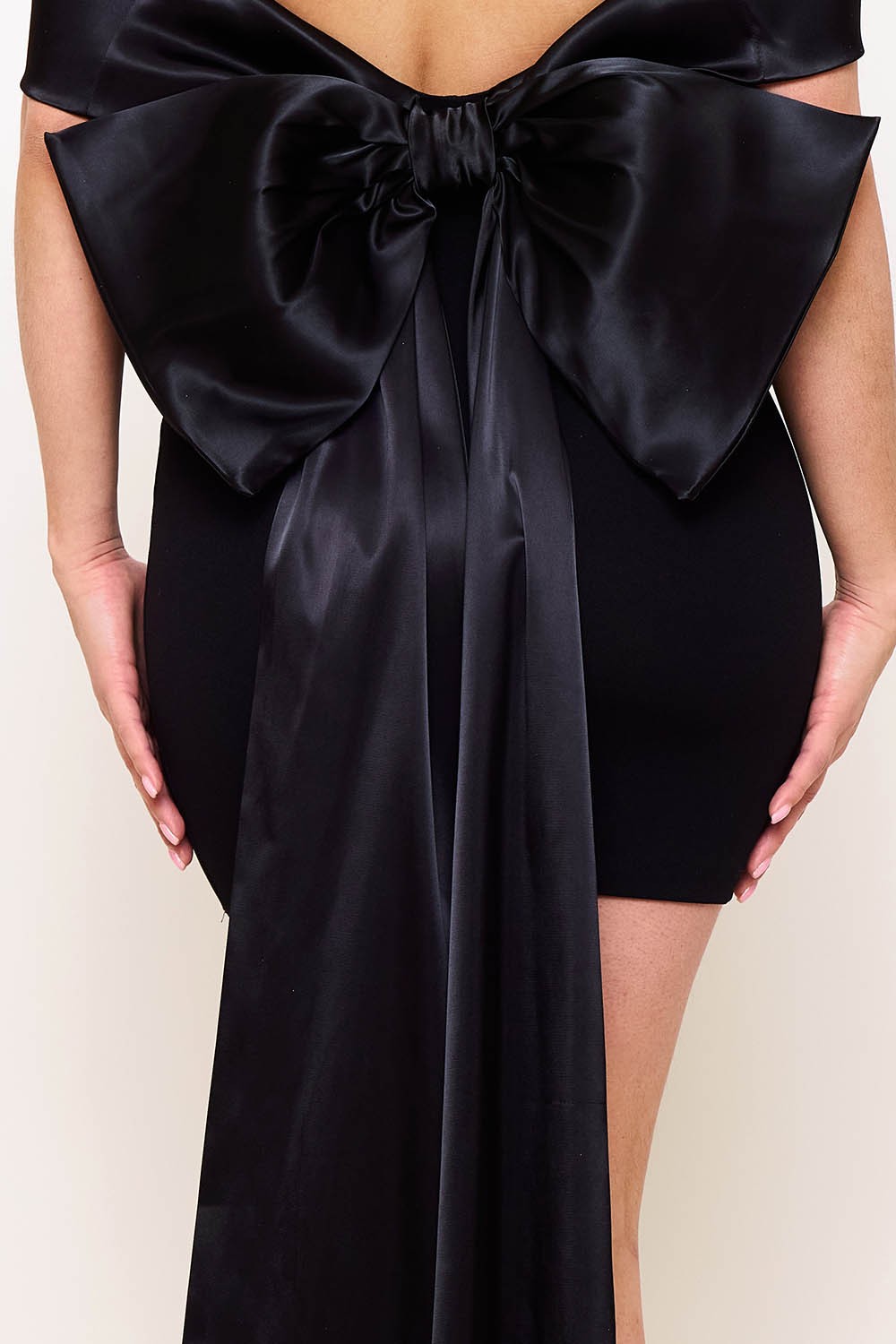Wrapped In A Bow Party Mini Dress in Black