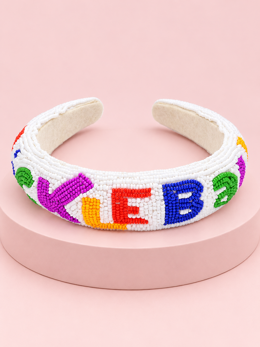 Pickleball Seed Beaded Colorful Fun Headband