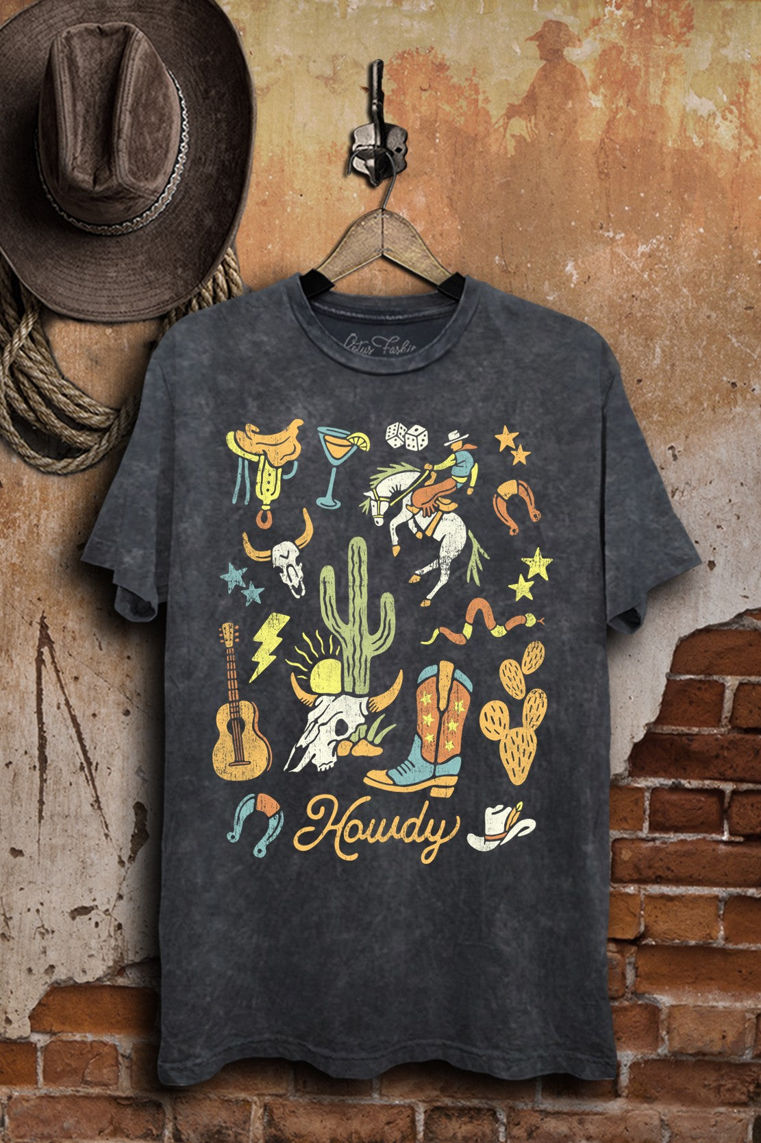 Howdy Collage Theme Western Graphic T-Shirt