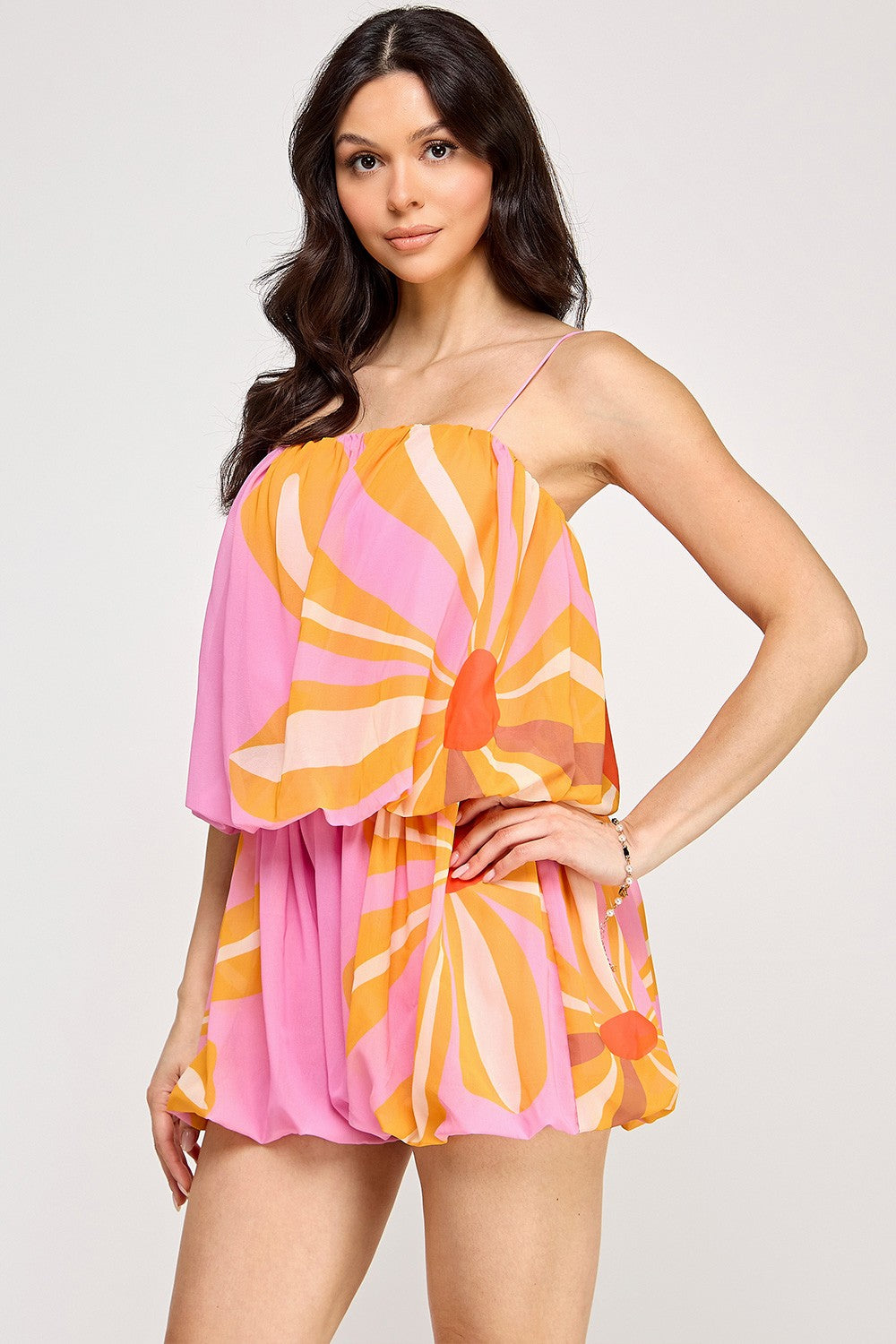 Bubble Bloom Chiffon Romper