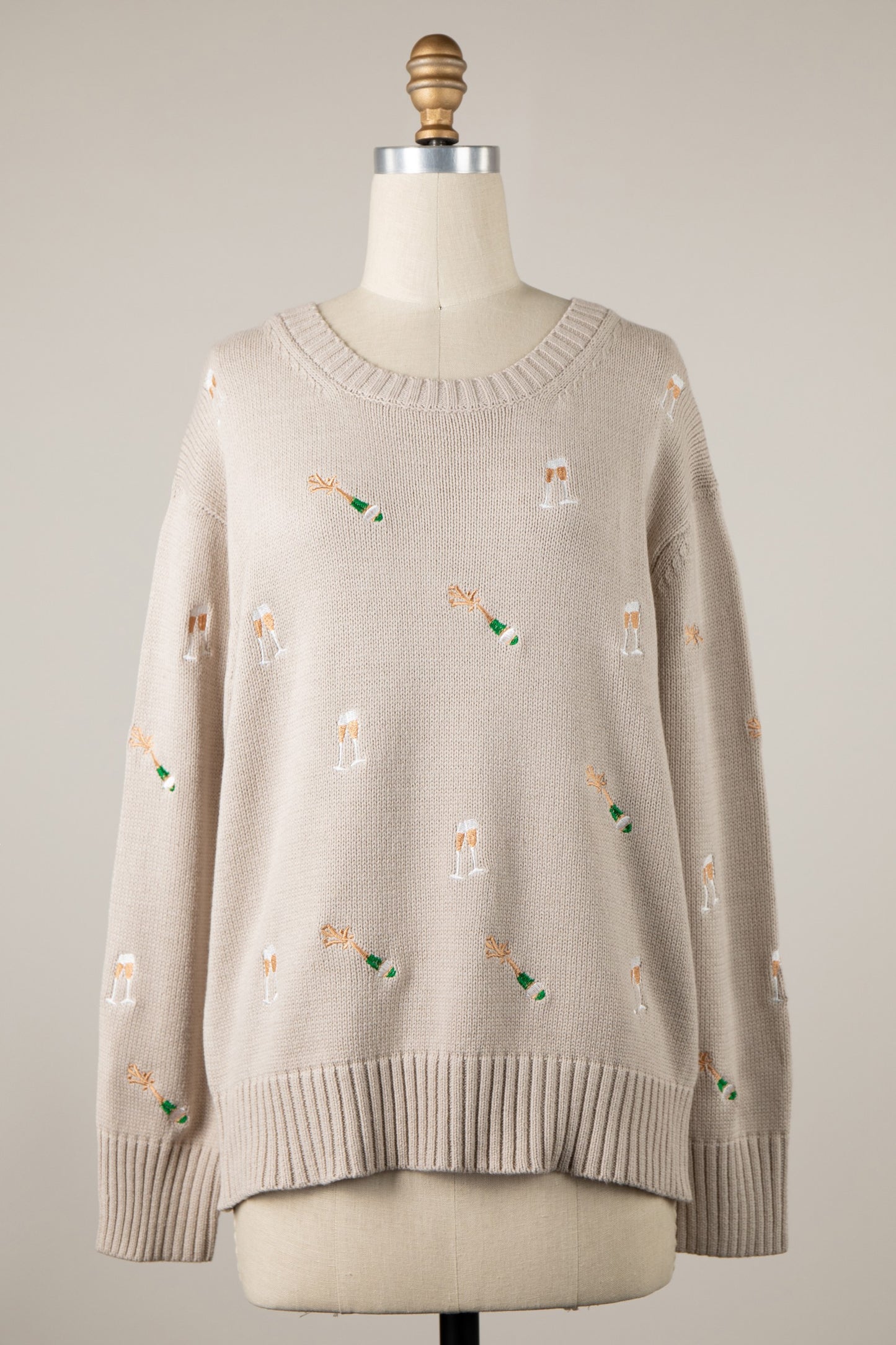SALUTE THE FLUTE CHAMPAGNE PARTY SWEATER