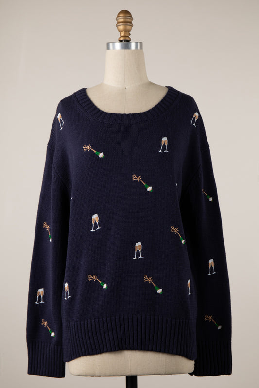 SALUTE THE FLUTE CHAMPAGNE PARTY SWEATER