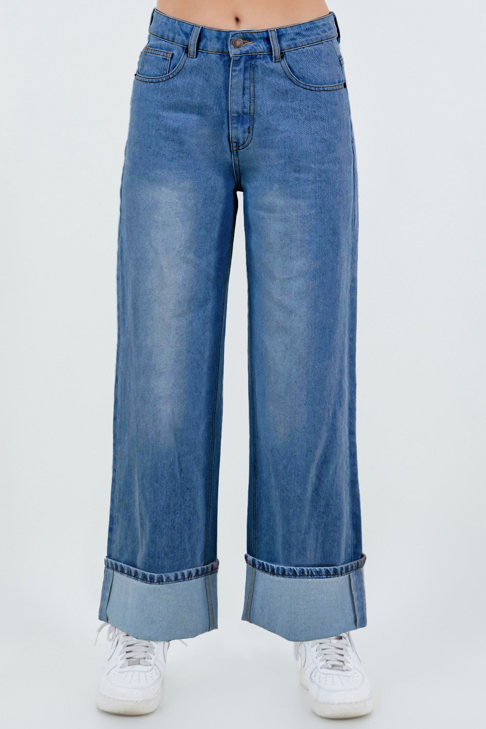 Roll With It Straight Leg Cuffed Jeans