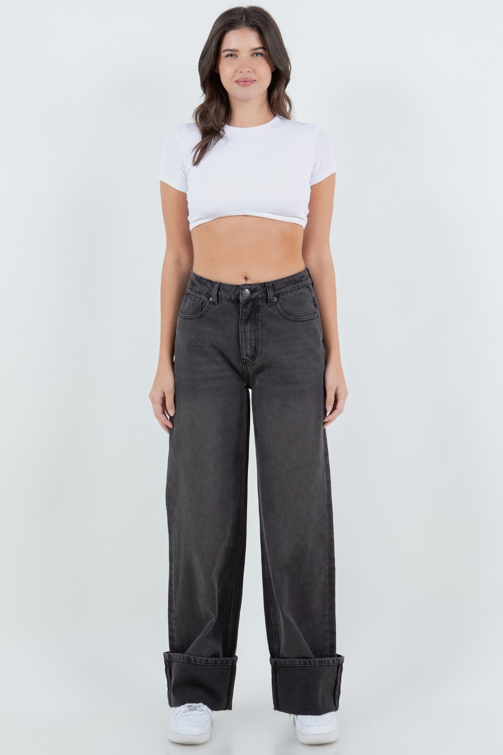 Roll With It Straight Leg Cuffed Jeans