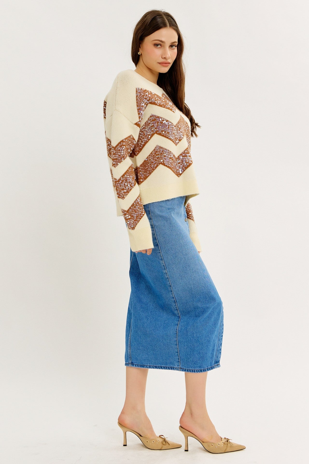 CHEVRON SPARKLE SWEATER
