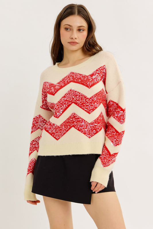 CHEVRON SPARKLE SWEATER