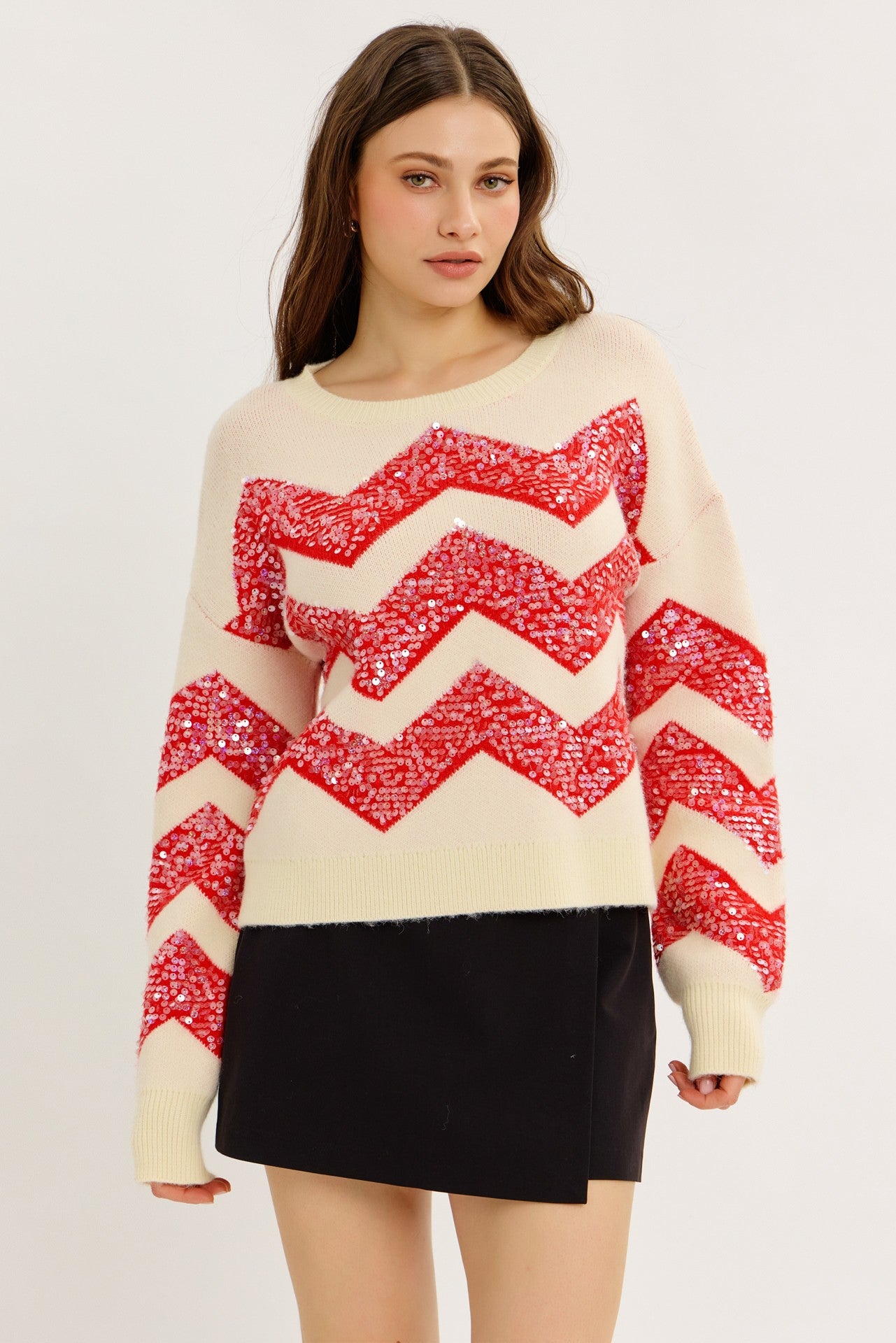 CHEVRON SPARKLE SWEATER