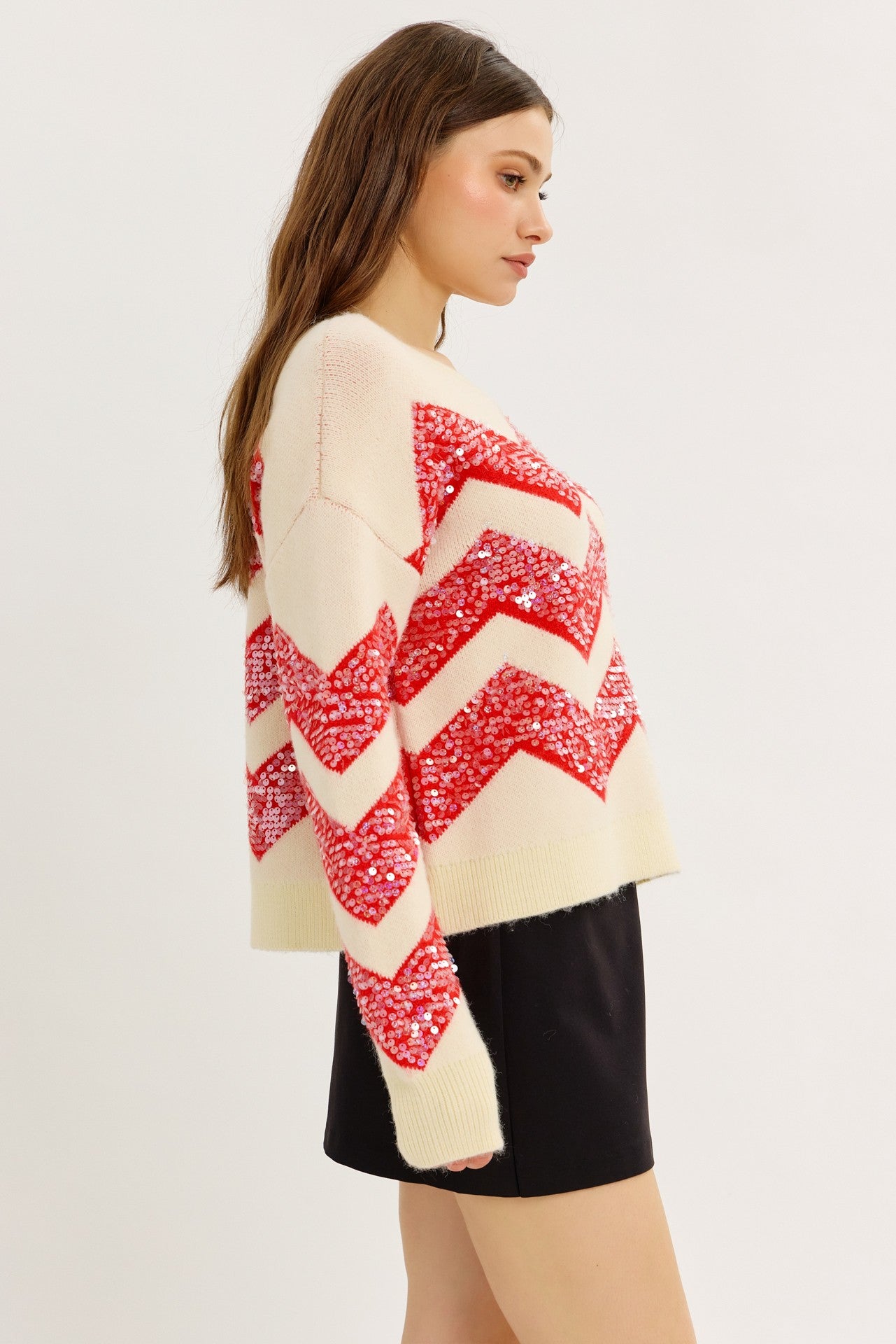 CHEVRON SPARKLE SWEATER
