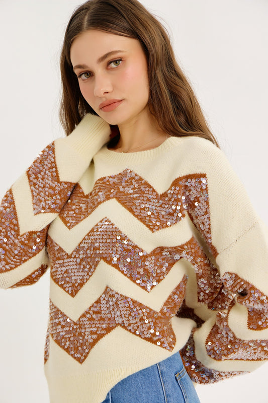 CHEVRON SPARKLE SWEATER