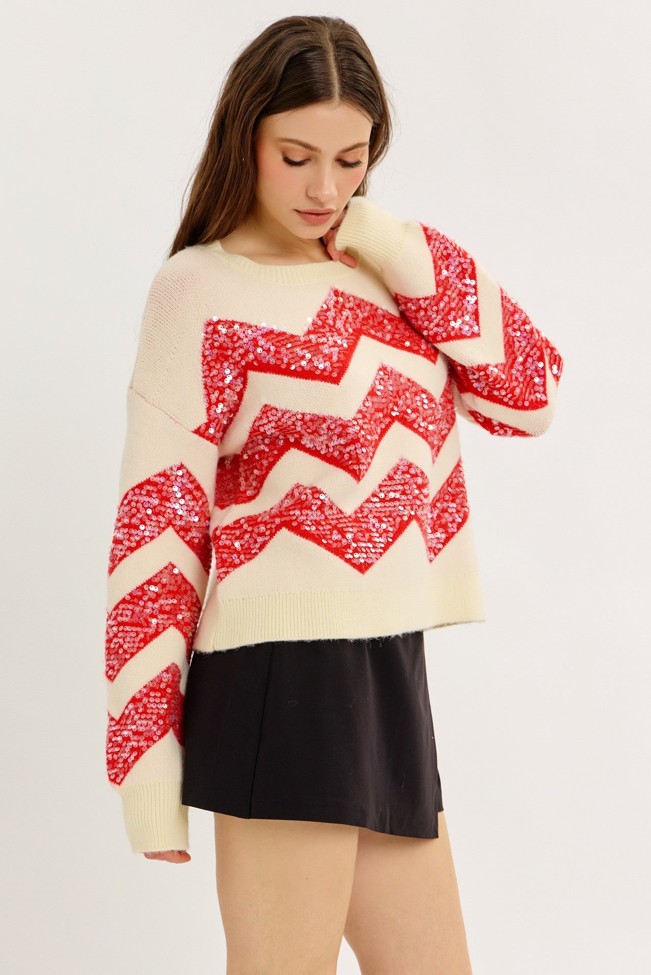 CHEVRON SPARKLE SWEATER