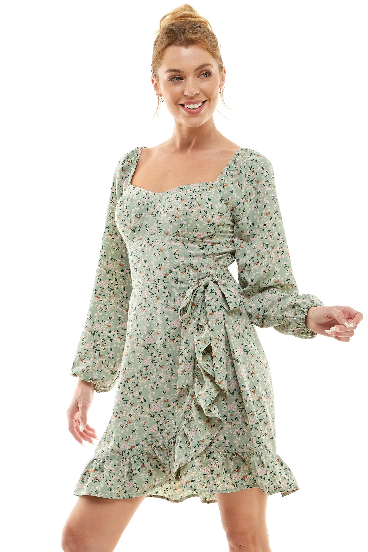 Wildflower Whisper Side Ruffle Dress