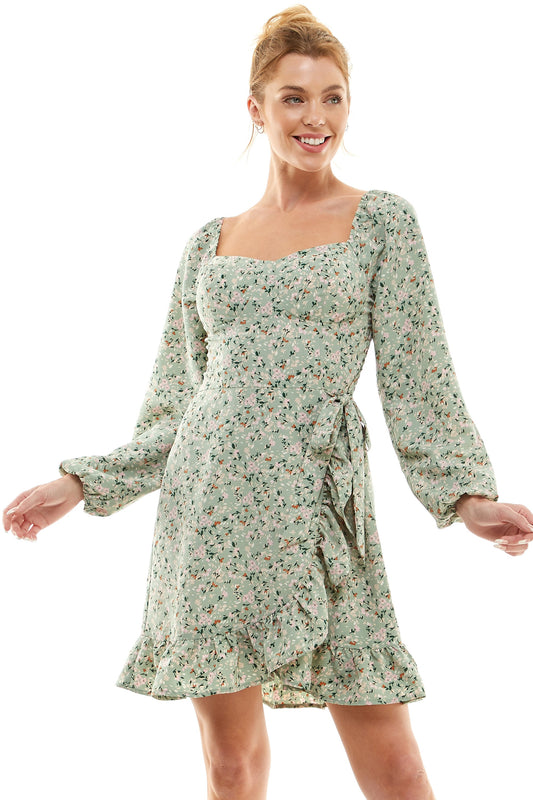 Wildflower Whisper Side Ruffle Dress