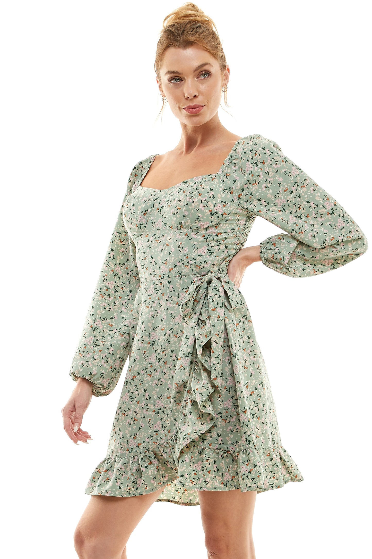 Wildflower Whisper Side Ruffle Dress