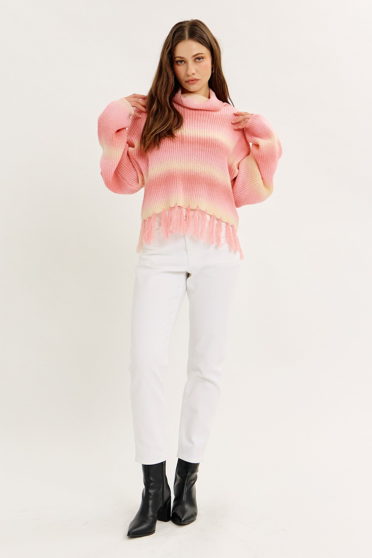 FRINGE BENEFITS BOHO PINK SWEATER