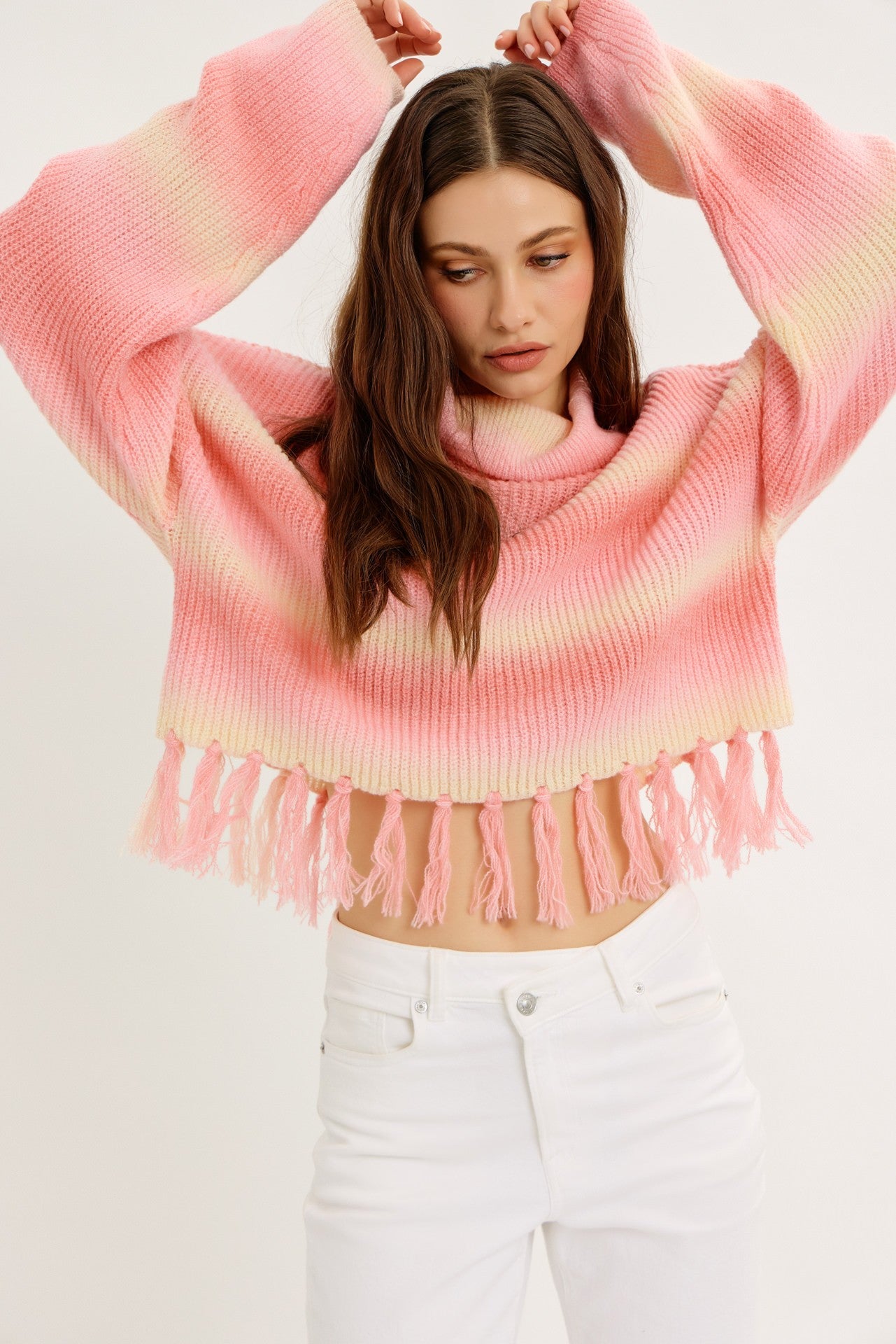 FRINGE BENEFITS BOHO PINK SWEATER