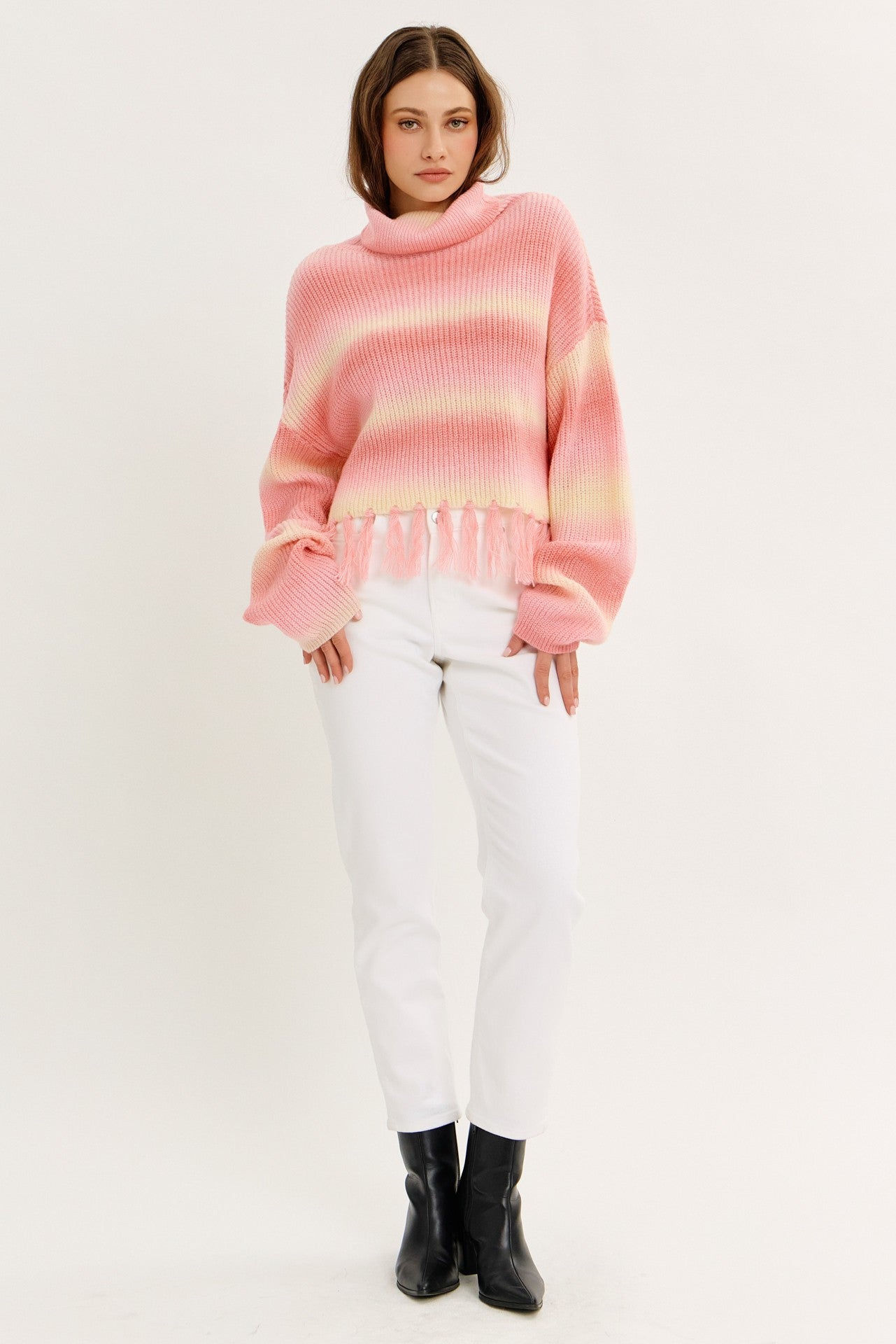FRINGE BENEFITS BOHO PINK SWEATER