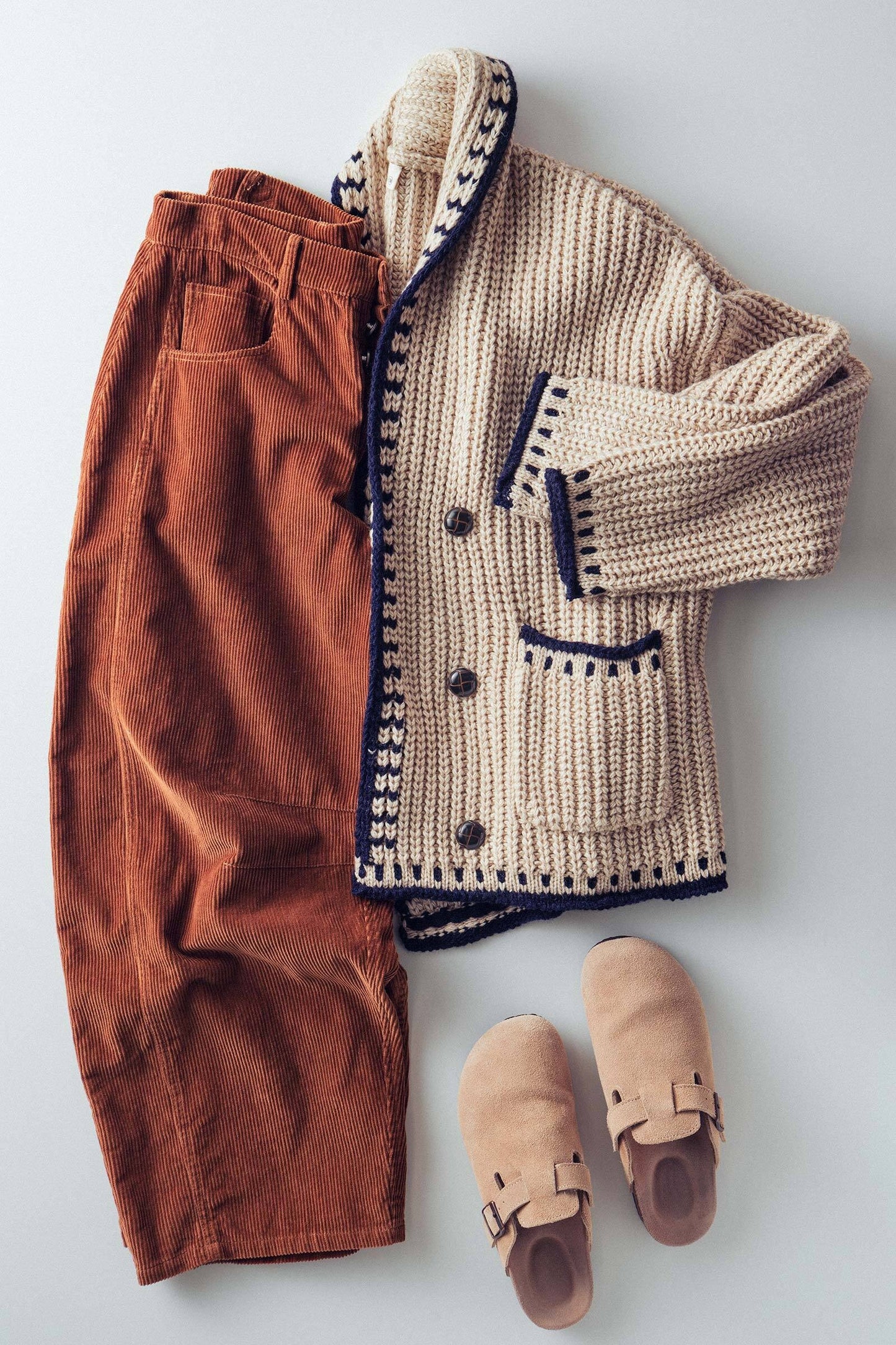 Academia Core Oversized Contrast Stitch Cardigan Sweater