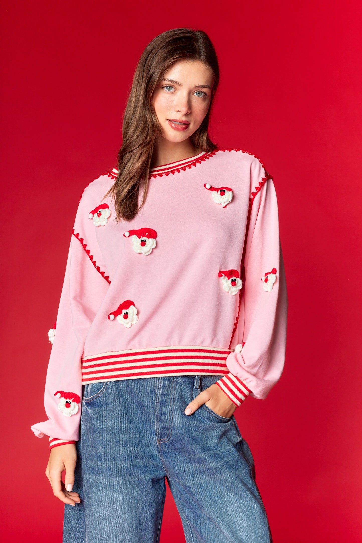 So Santa Holiday Stitched Sweatshirt