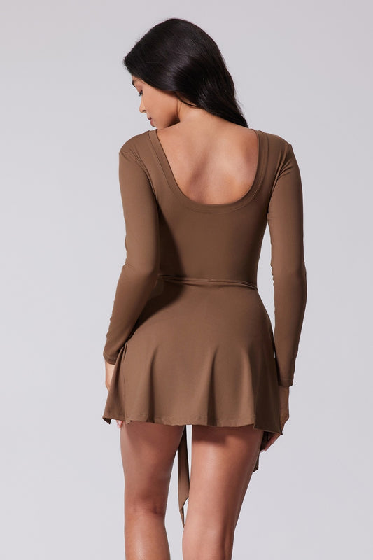 RACQUET READY MOCHA TENNIS SHORTS DRESS