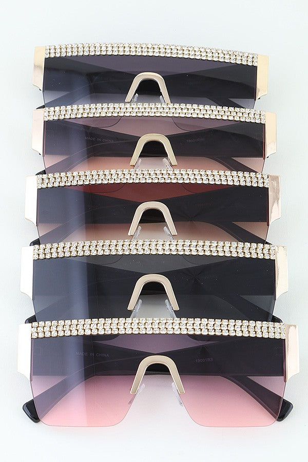 Rio Rhinestones In A Row Sunglasses