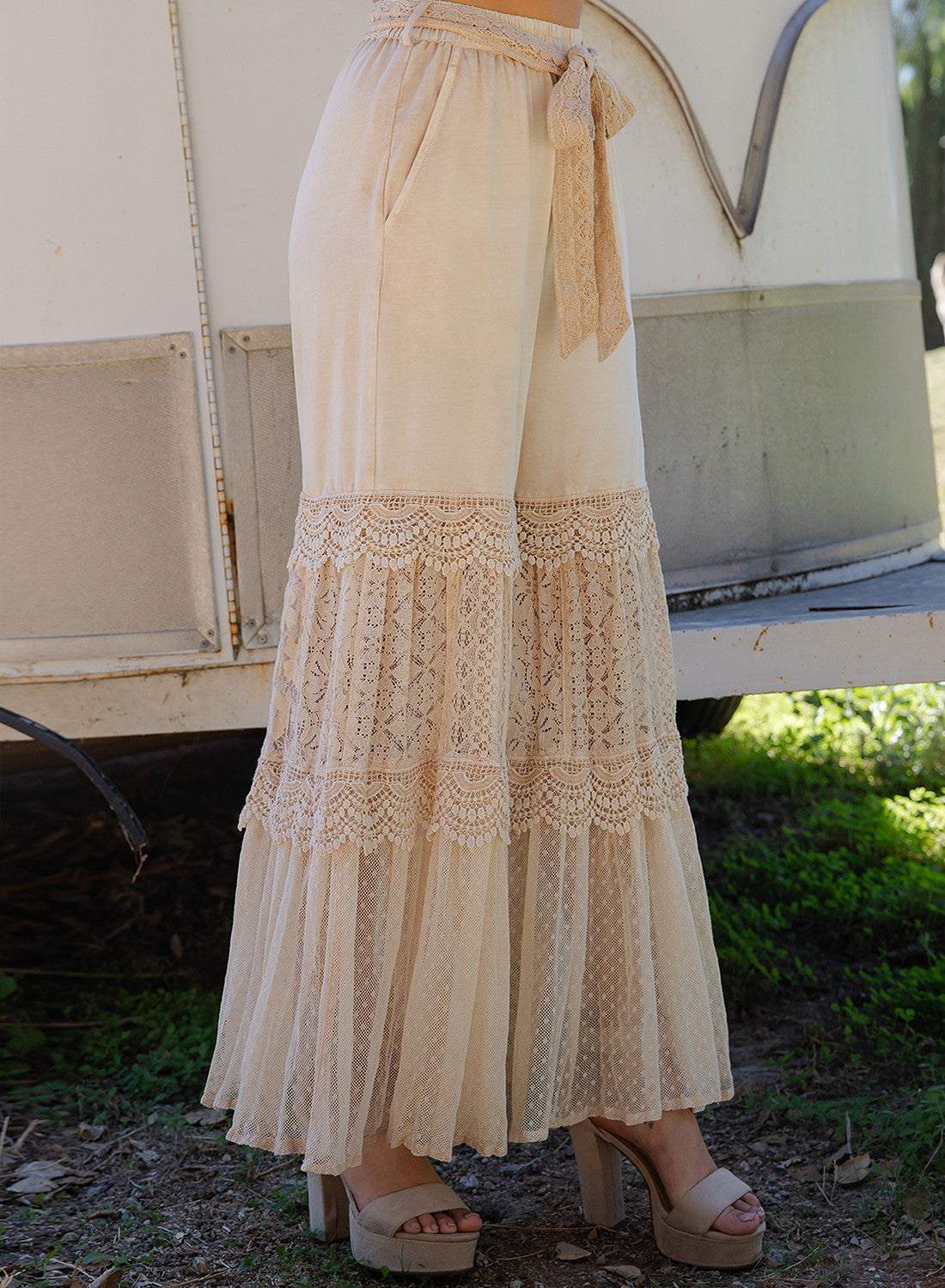 Wander West Lace Tiered Pants