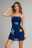 Me and the Sea Navy Fish Print Mini Dress
