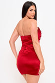Sea Siren Strapless Red Satin Dress