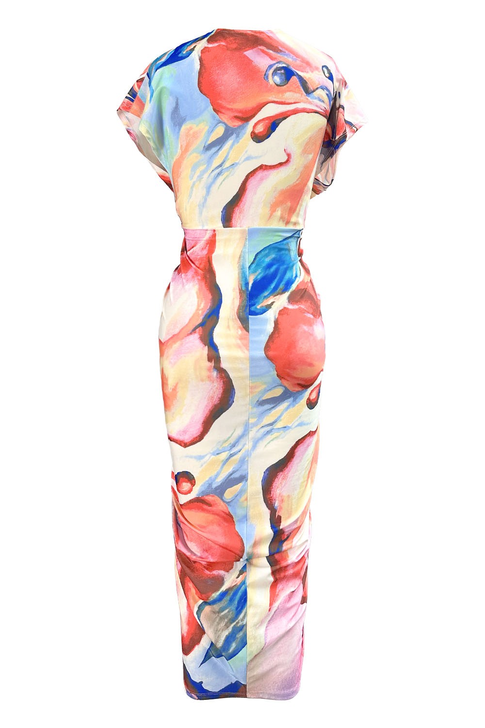 Artful Canvas Gathered Front Midi Dress