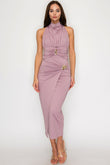 Gathered in Gold Top & Midi Skirt SET