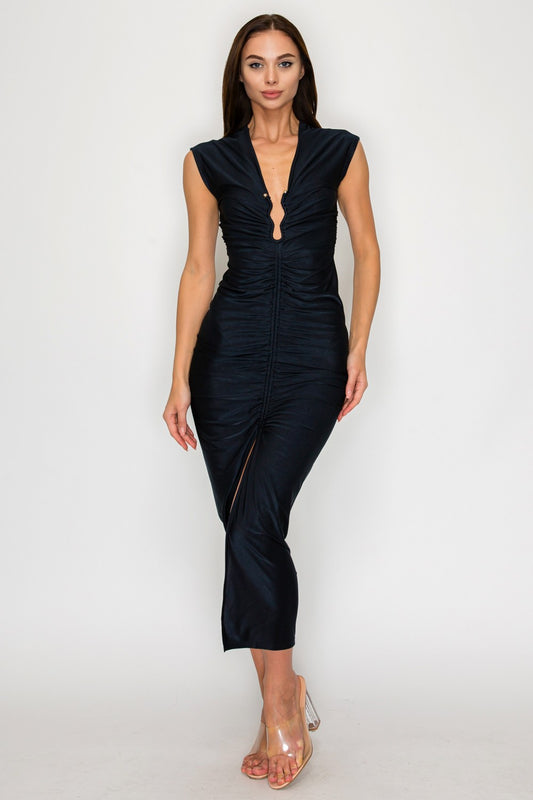 Curves Ahead Black Midi Dress