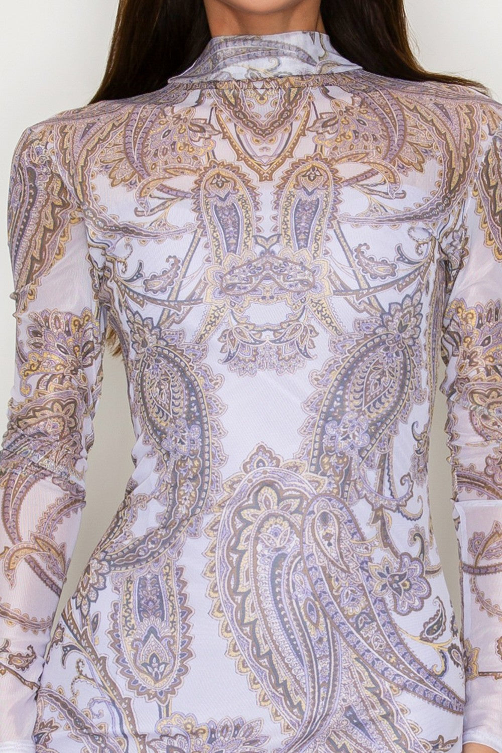 Paisley Purple Mesh Midi Dress